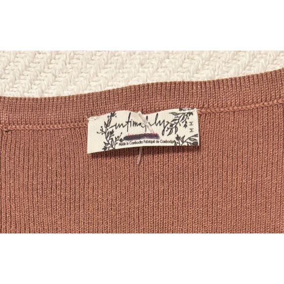 NWOT Free People Intimately Teagan Swit Short Sleeve Knit Top, Latte, Sz M - Picture 5 of 6